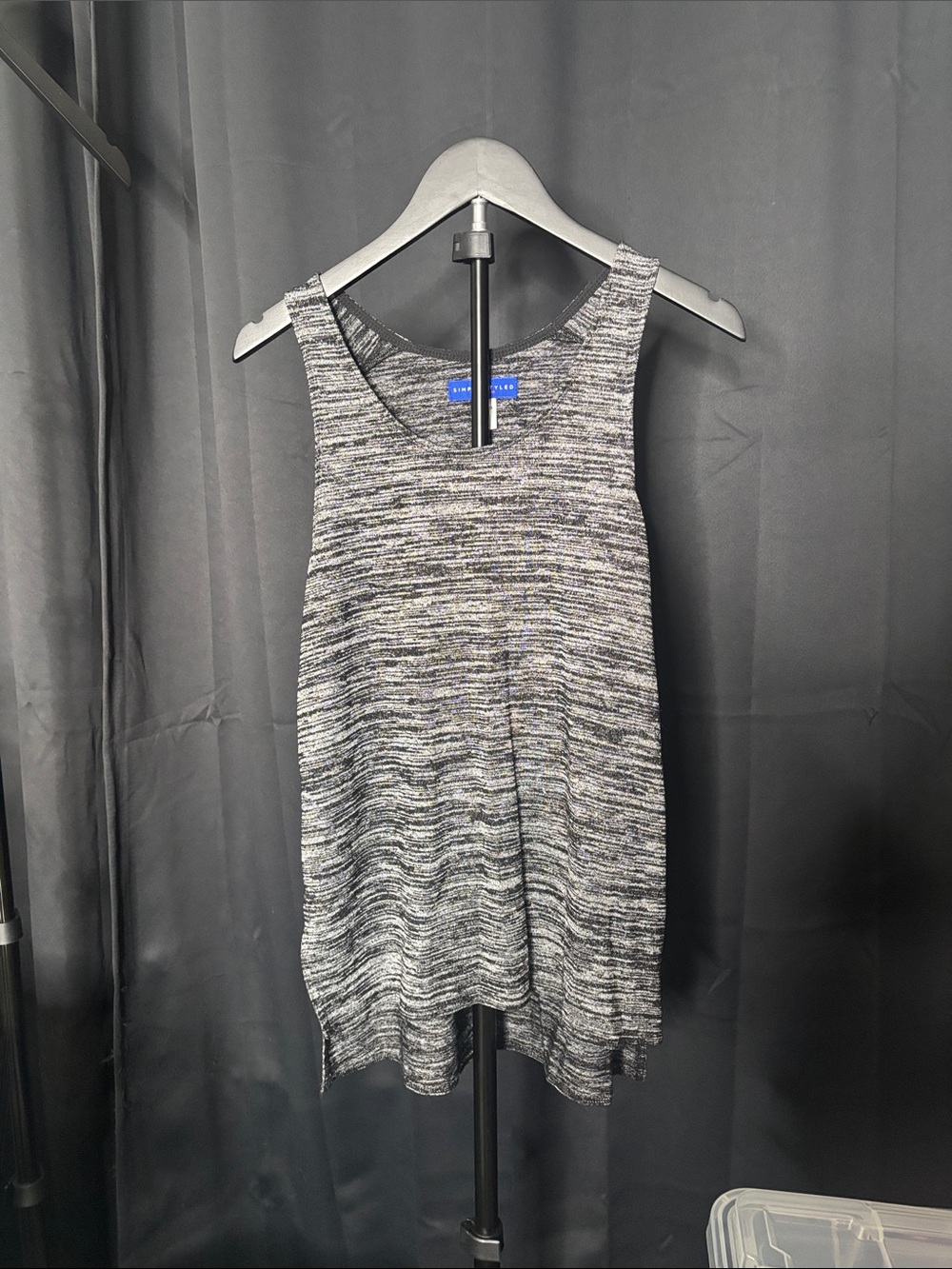 Simply styled 
Black and Gray Space-Dye Sleeveless Tank